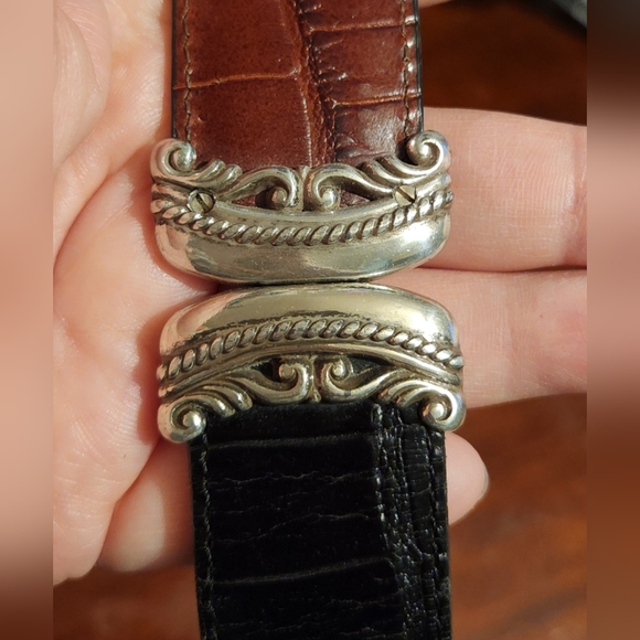 Brighton Elegant Black/Brown Reversible Belt with Silver Accents size L - Picture 9 of 13